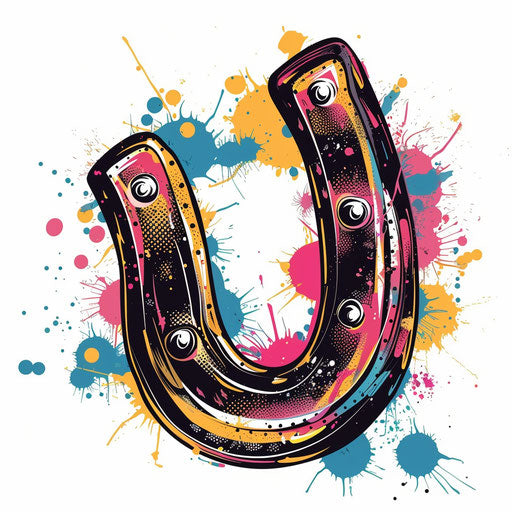 Retro pop art sketch of a horseshoe tattoo design