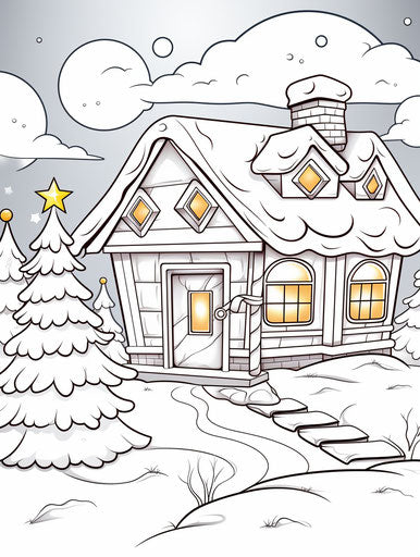 Printable Christmas coloring pages, simple 3:4