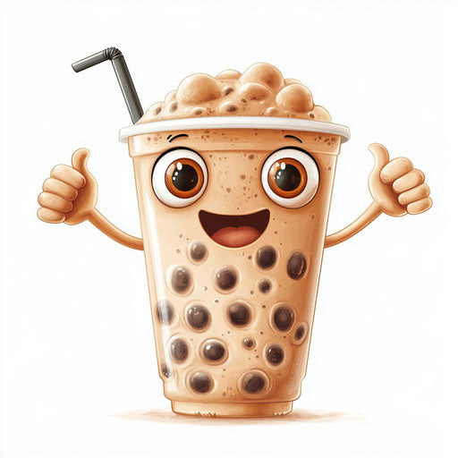 Bold Bubble Tea Caricature Clipart for Advertising Campaigns