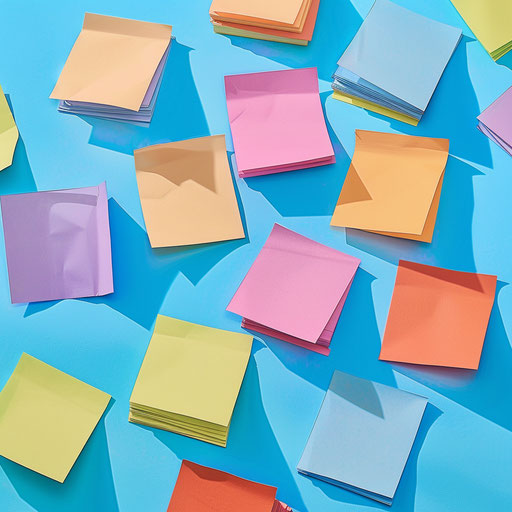Creative brainstorming session with colorful sticky notes