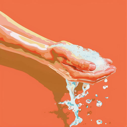 Hand washing illustration with random color background
