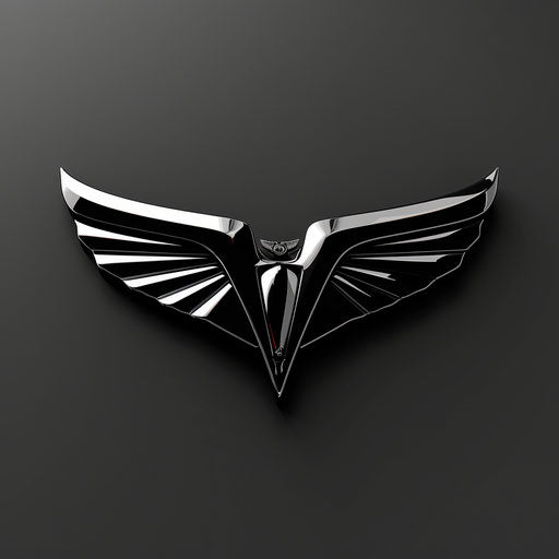 Sleek car logo with modern emblem and metallic finish on black background