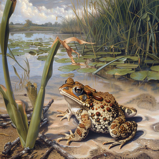 Western leopard toad on sandy riverbank