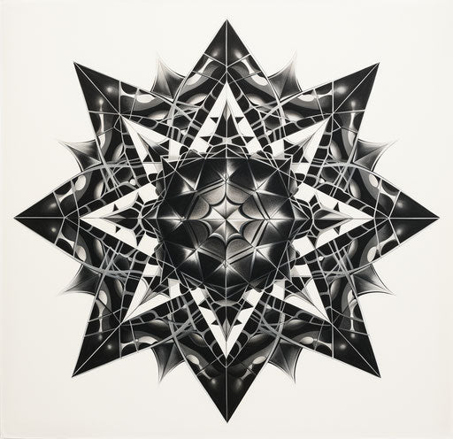 Geometric star in ink, dau al set style, beautiful icon