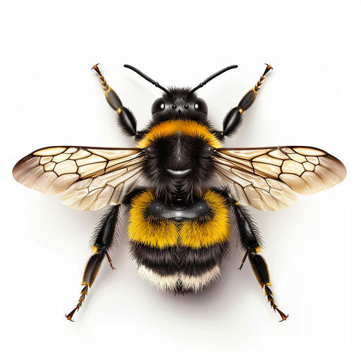 Realistic cute bee illustration on flat white background