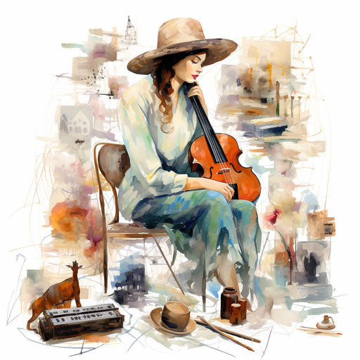 Hobbies clipart in Impressionistic Art style, white bg
