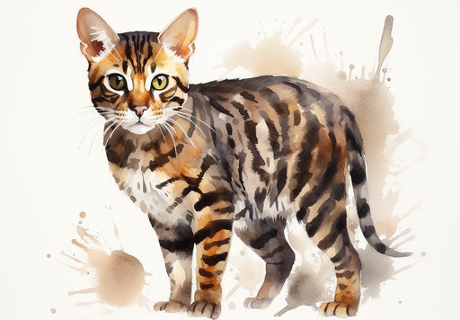 Indian black and tan bengal cat in dark yellow and light maroon style
