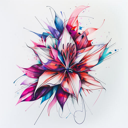 Abstract spider lily tattoo design