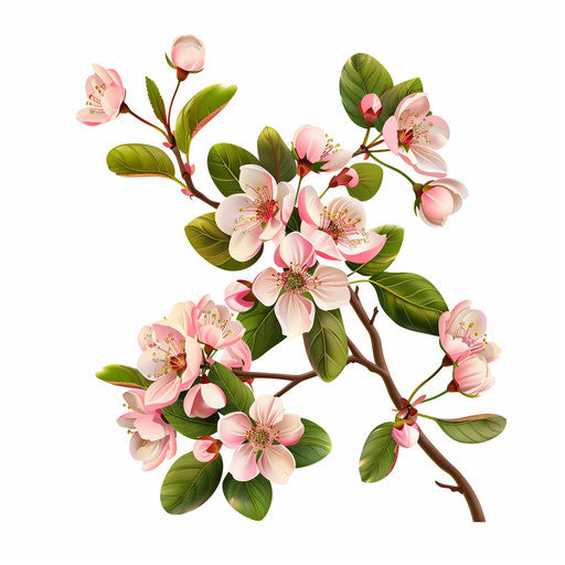 Spring clipart in photorealistic style with flat white background