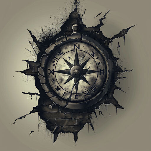 Gothic tattoo sketch of a Viking compass