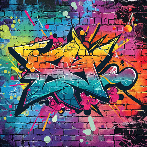 Funky, graffiti-style logo for sale with a vibrant street art background