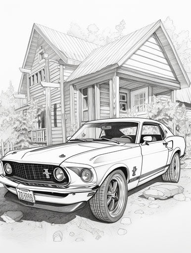 Mustang Coloring Page, Yashica Mat-124g Style, 1970s