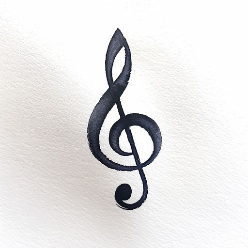 Bold treble clef on pure white background