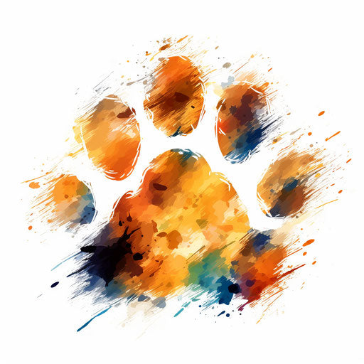 Dog paw illustration in the style of Impressionistic Art, on a white background