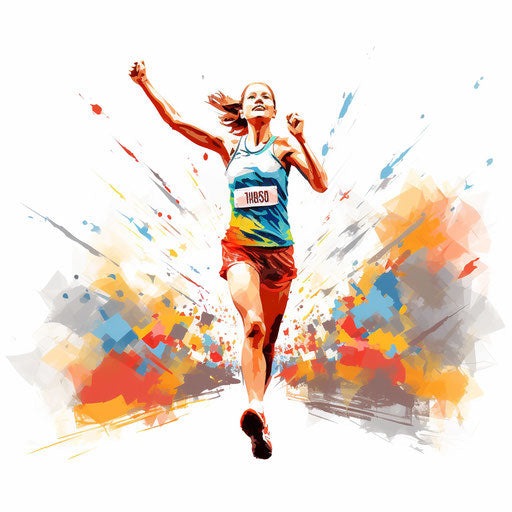 Finish line clipart in the style of Impressionistic Art, on white background