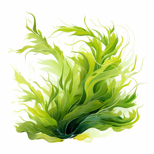 Seaweed clipart in the style of Impressionistic Art, on white background