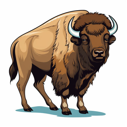 Minimalist bison clipart on white background