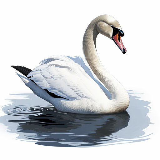 Swan illustration in the style of Chiaroscuro Art, on white background
