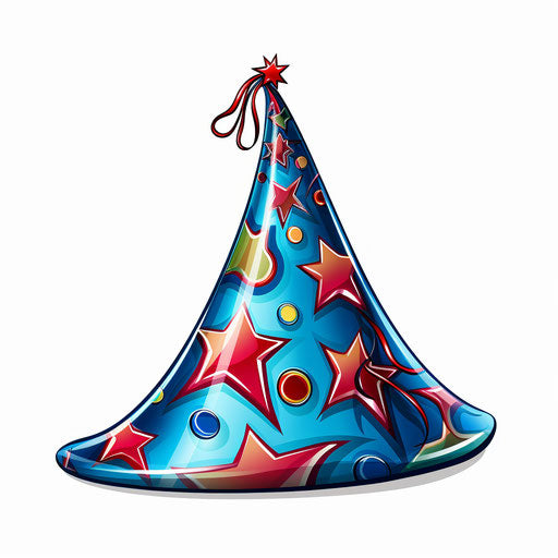 Birthday hat clipart in the style of Chiaroscuro Art, on a white background
