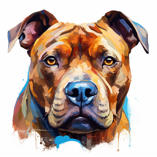 Pitbull clipart in the style of Oil painting, on a white background