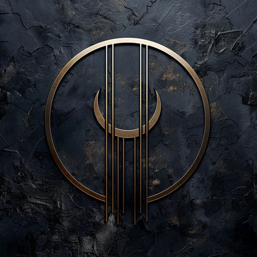 Modern wedding logo with sleek lines on metallic background