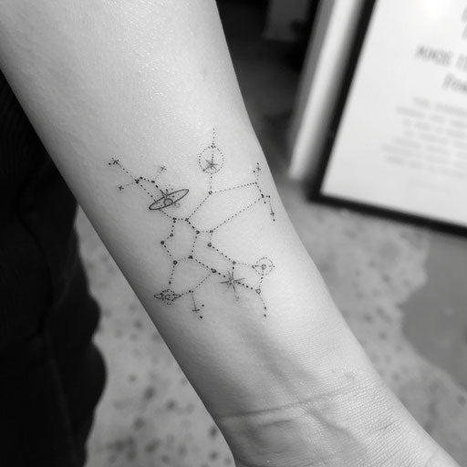 Minimalistic tattoo of a constellation with delicate linework