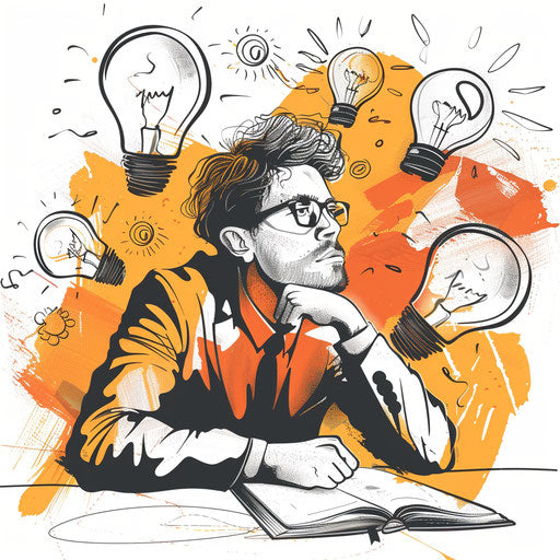 Businessman in a brainstorming session full of creative energy