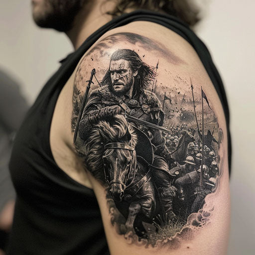 Epic shoulder tattoos for men with legendary battles