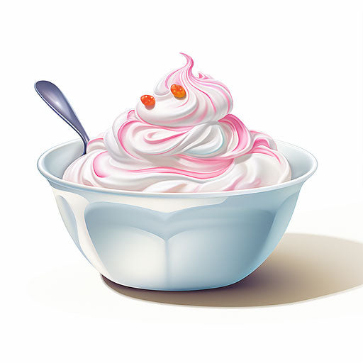 Yogurt illustration in the style of Impressionistic Art, on white background