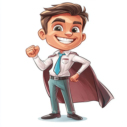 Humorous caricature of a dentist with exaggerated human characteristics