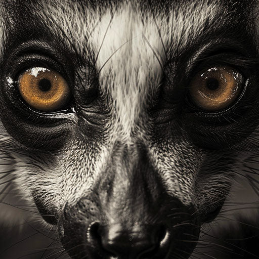 Close-up of lemur with intense eye contact