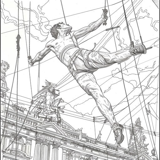 Trapeze artist executing a mid-air flip