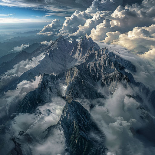 Aerial view of Hallasan with dramatic clouds