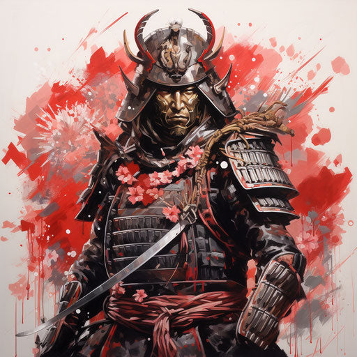 Armored samurai with red accents