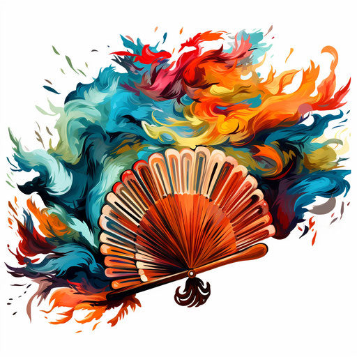 Fan clipart in the style of Oil painting, on a white background