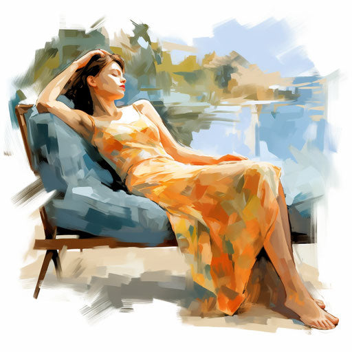 Lazy clipart in the style of Impressionistic Art, on a white background