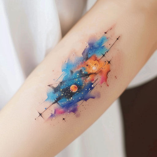 Galactic tattoo art inspired by Impressionism