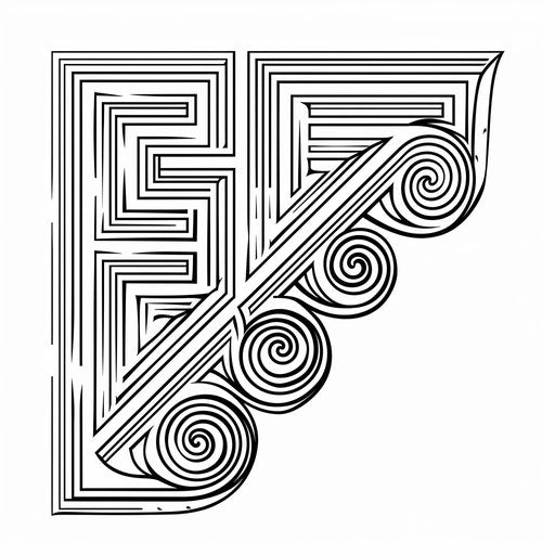 Elegant Greek key pattern, classic tattoo design on white