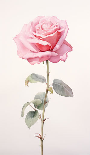 Pink rose flower painting in ink