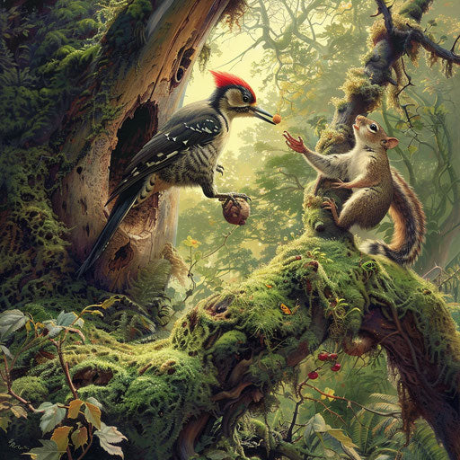 Magical encounter in the lush forest