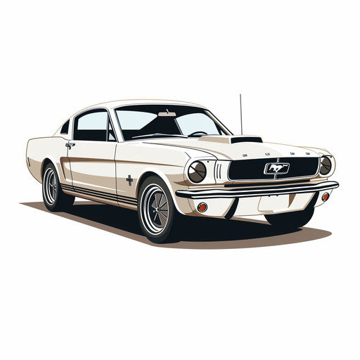 Minimalist style illustration of mustang, on white background