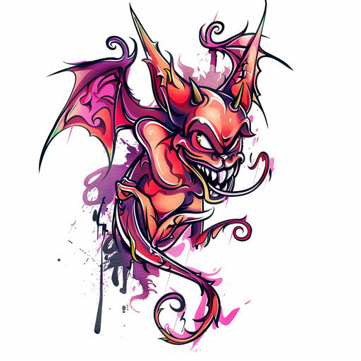 Colorful cartoon devil on white background
