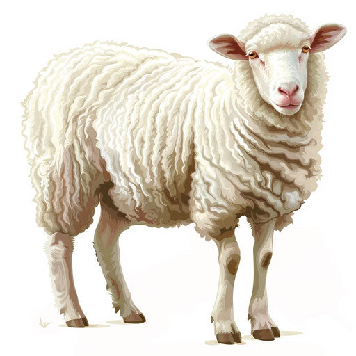 Realistic sheep illustration on flat white background