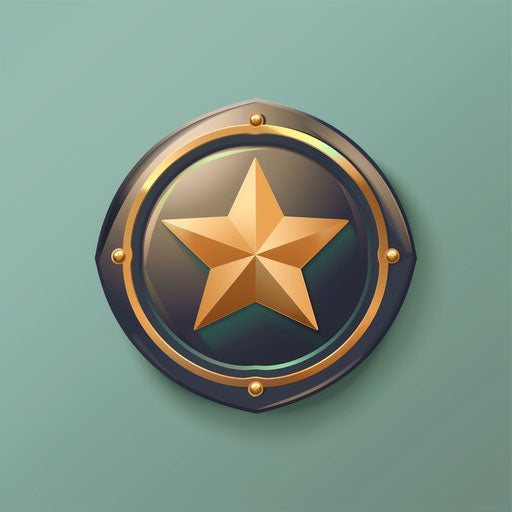 Badge clipart on random flat background, realistic with shading