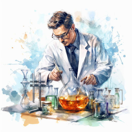 Laboratory in Oil Painting Style on White Background