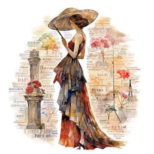 Vocabulary clipart in the style of Impressionistic Art