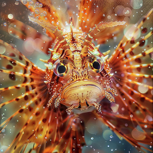 Lion fish with water droplets on its fins