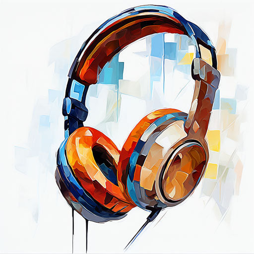 Headset clipart in the style of Oil painting, on a white background