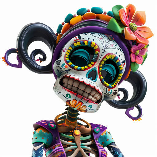 Realistic day of the dead clipart with vibrant colors