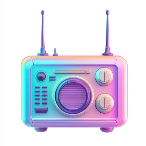 3D radios on white background in photo realistic style